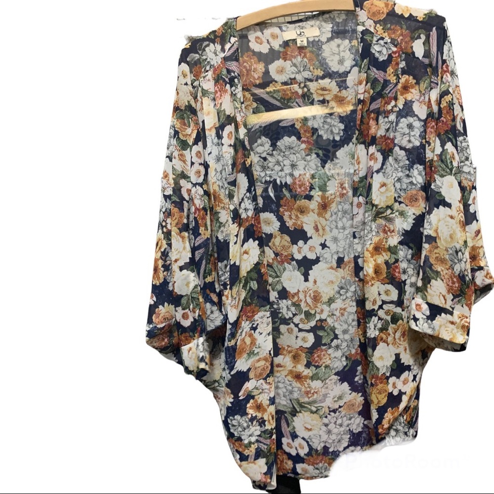 Size medium navy and floral shear kimono.